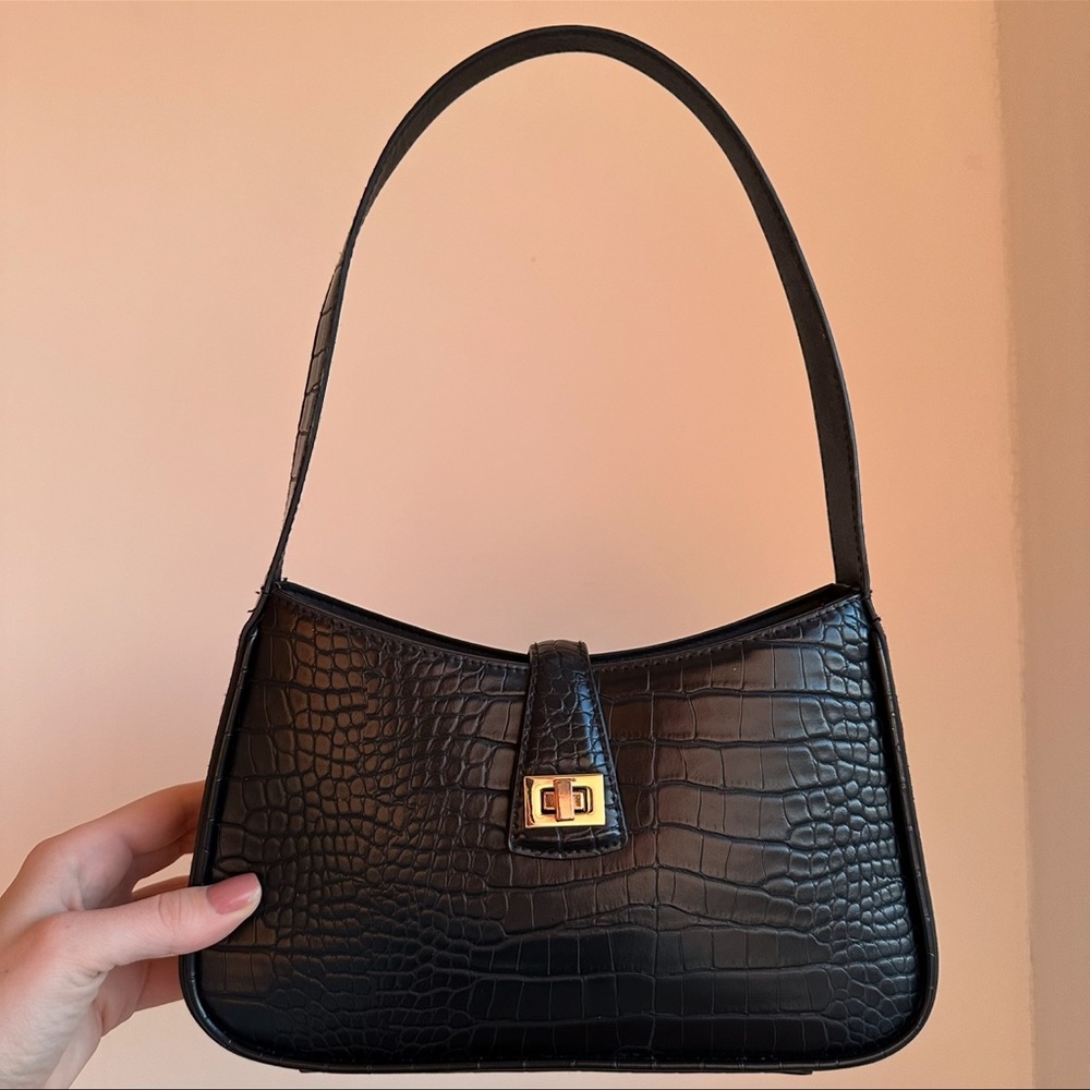 H&M Hobo Faux Leather Shoulder Bag with Gold Hardware
